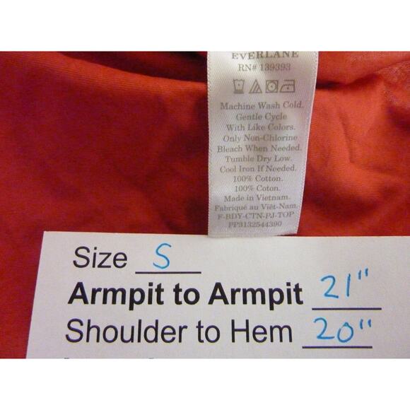 NWT Everlane Cotton PJ Top in Orange S Long Sleeve Button Down - Picture 7 of 7